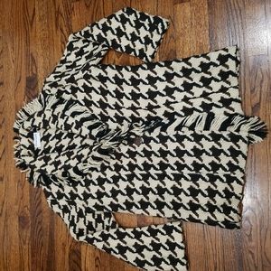 Chico's Knit Wool Blend Heavy Geometric Pea Coat